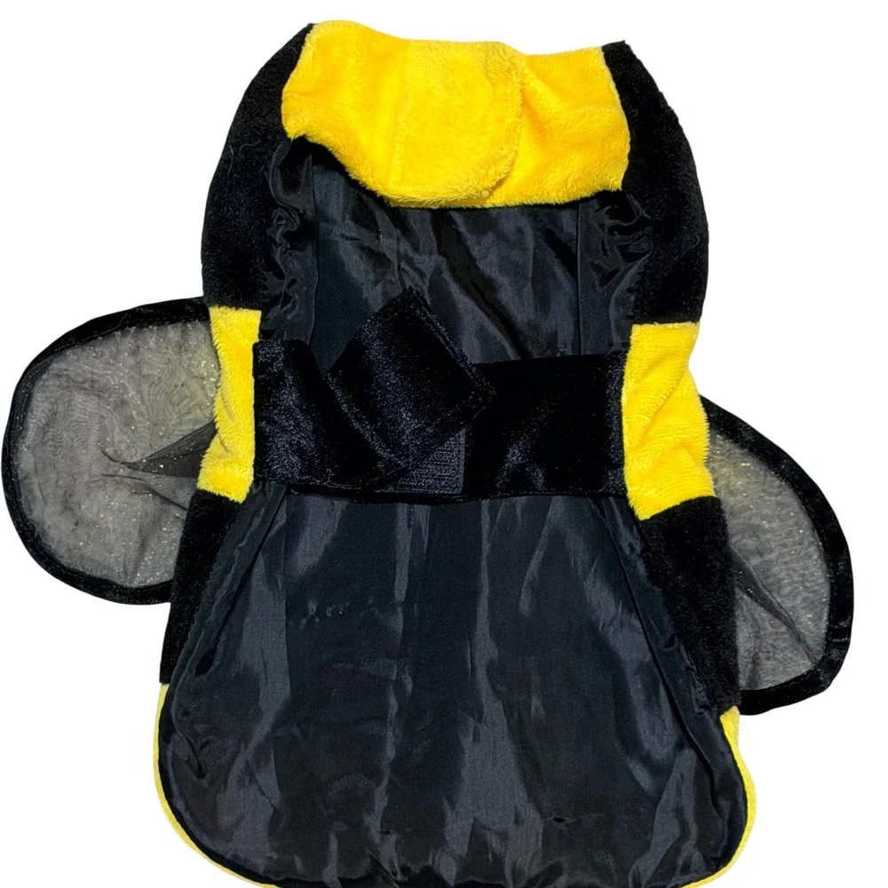 Pooch-a-lini Bumble Bee Pet Costume Small Yellow Black Plush Glitter Wings Bee